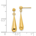 14K Gold Polished Teardrop Dangle Earrings for Women by Sophia
