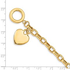 14k Heart Charm Bracelet
