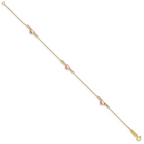 14K Tri-Color Puffed Heart Bracelet