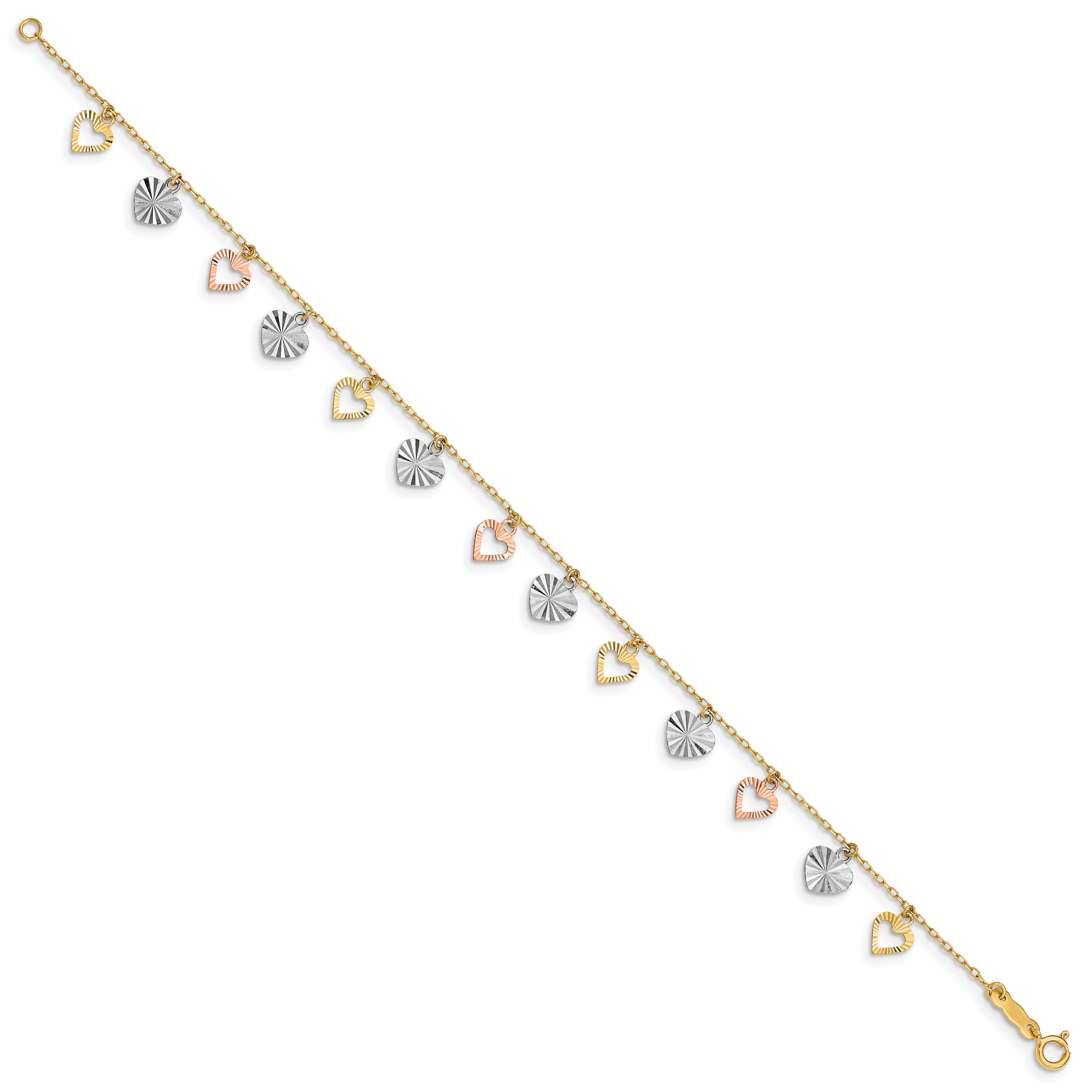 14K Tri-Color Heart Bracelet Secondary image