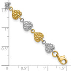 14K Two-tone Hammered Hearts Bracelet