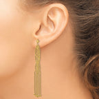 14K Gold Beaded Drop Earrings with Polished Finish for Women