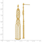 14K Gold Beaded Drop Earrings with Polished Finish for Women