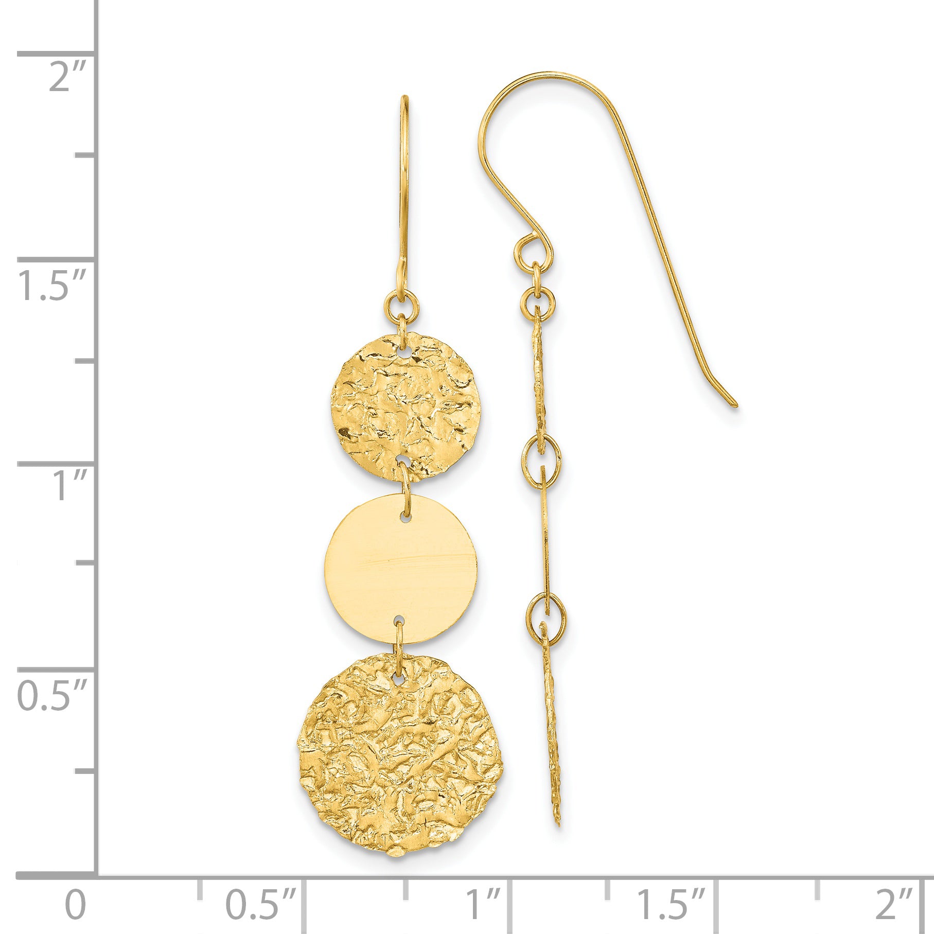 14K 3-Tier Circle Drop Dangle Earring