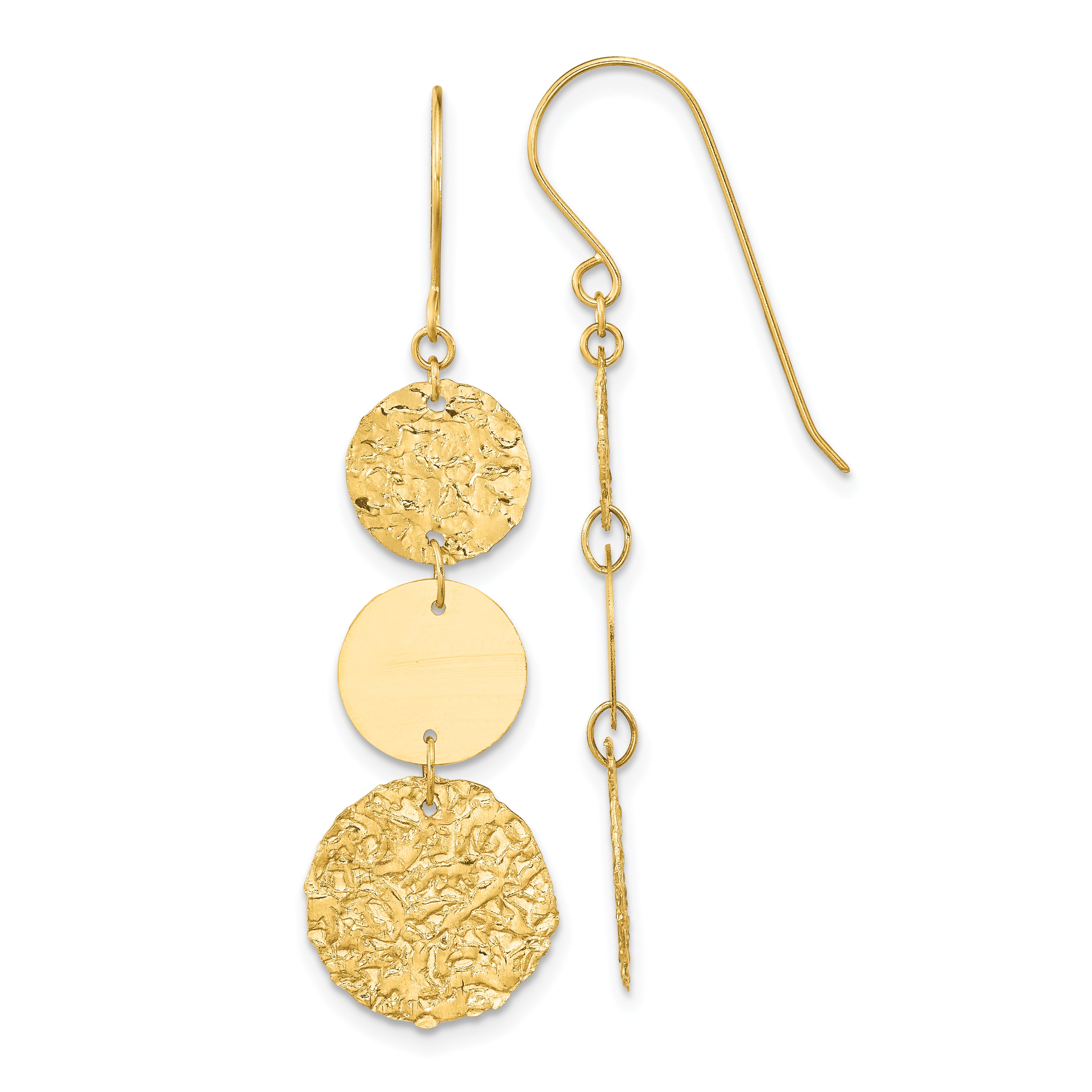 14K 3-Tier Circle Drop Dangle Earring