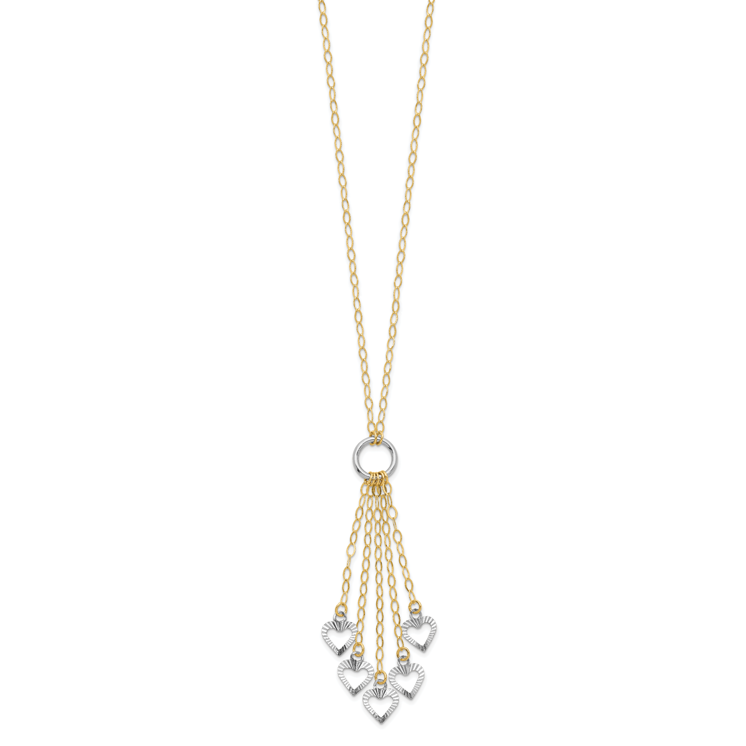 14K Two-Tone Adjustable Heart Drop Necklace Secondary image
