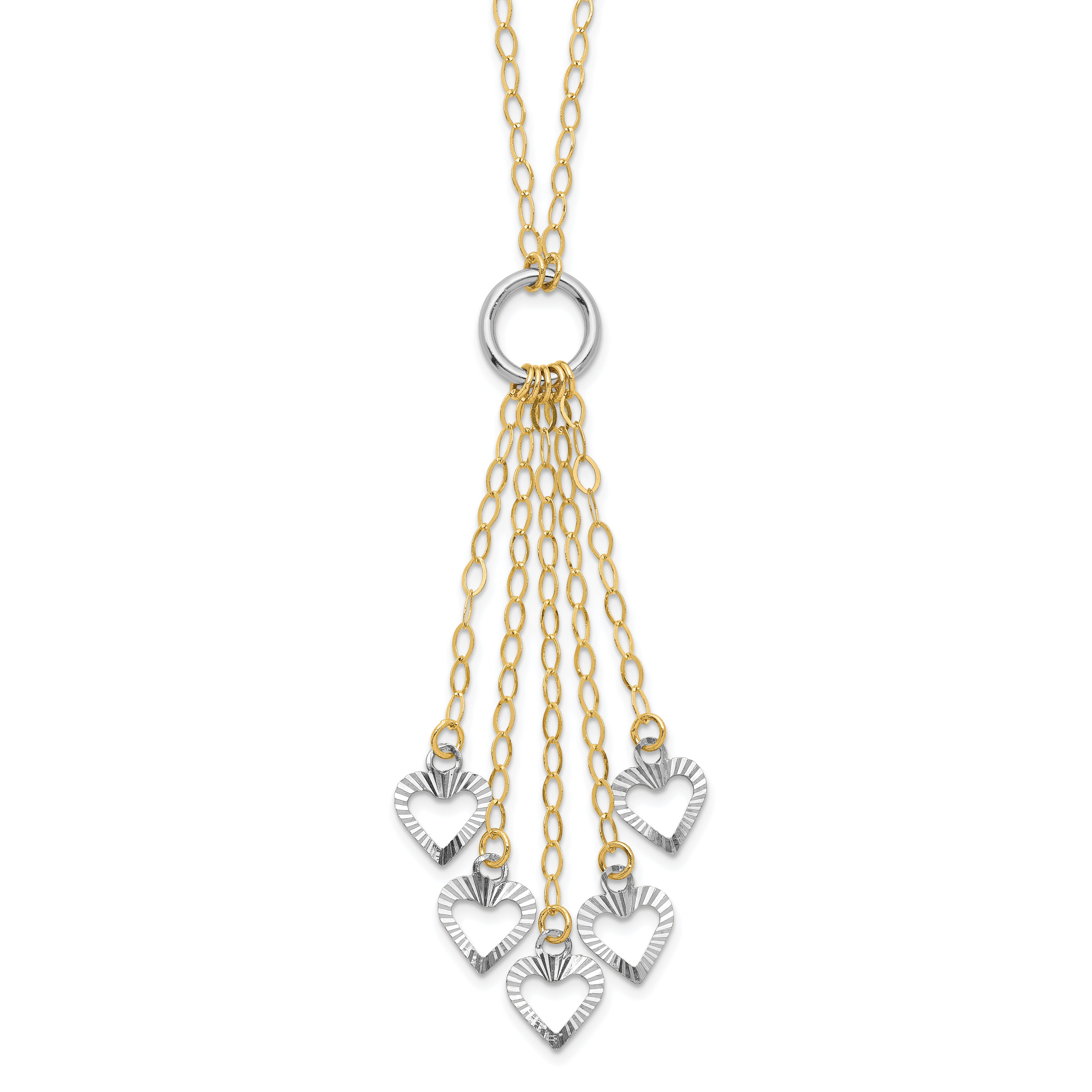 14K Two-Tone Adjustable Heart Drop Necklace Main image