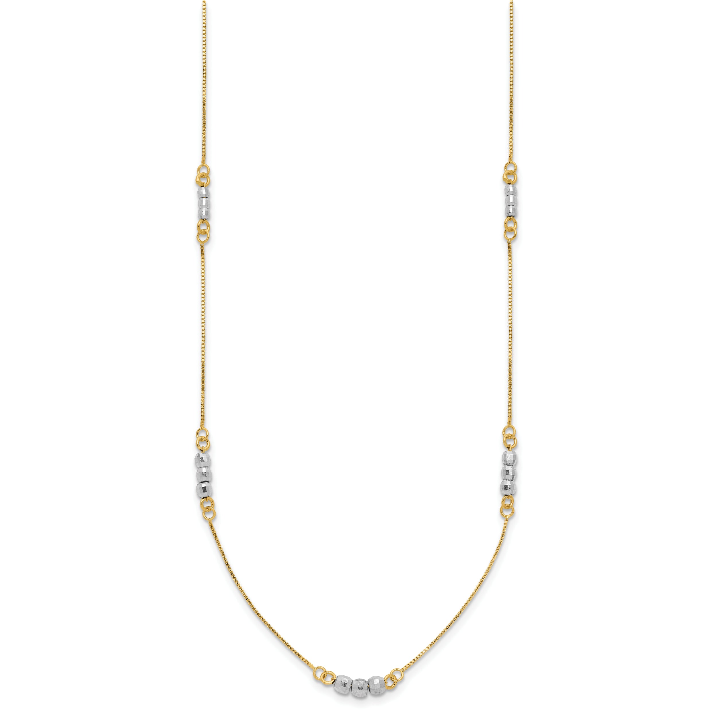 14K Two-Tone Mirror Beaded Necklace