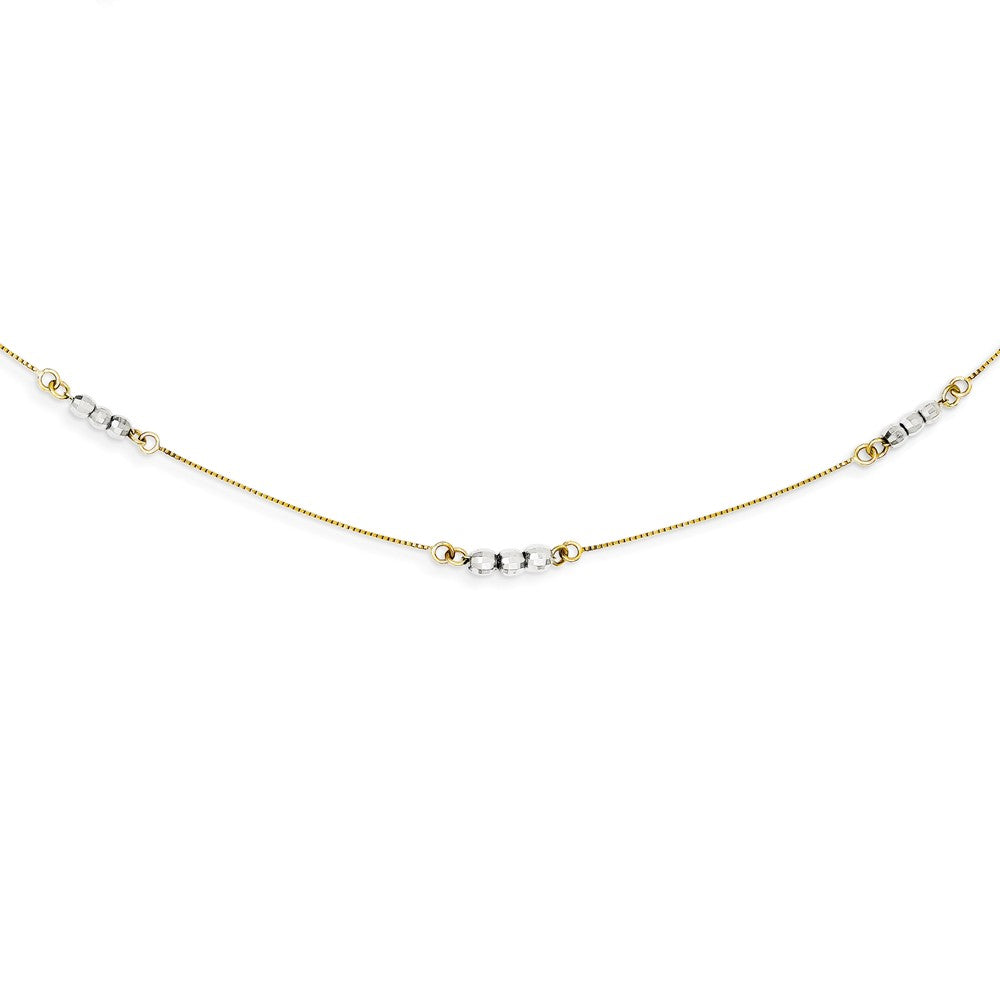 Sophia Jewelers 14K Two-Tone Gold Beaded Necklace 18 Elegant Design