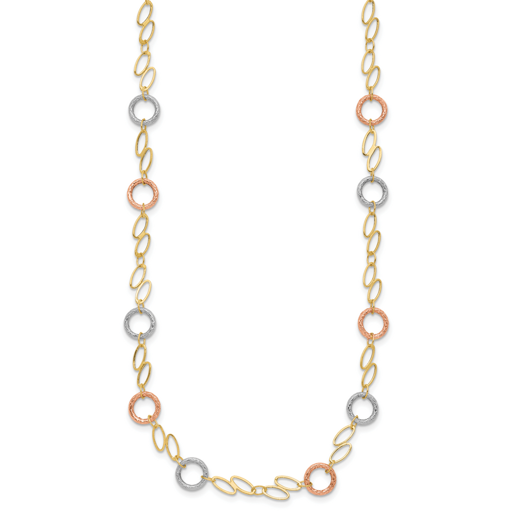 14k Tri-color Circles Necklace