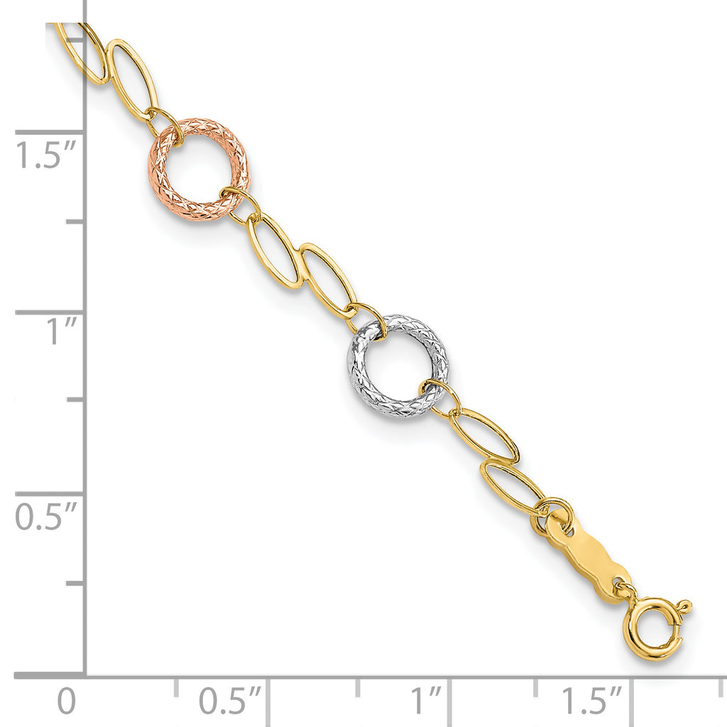 14k Tri-color Circles Bracelet
