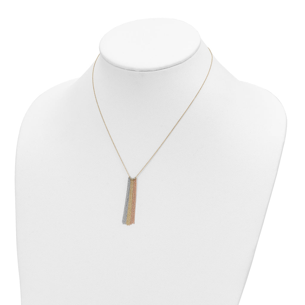 14k Tri-color Dangle Chain with 2in ext Necklace