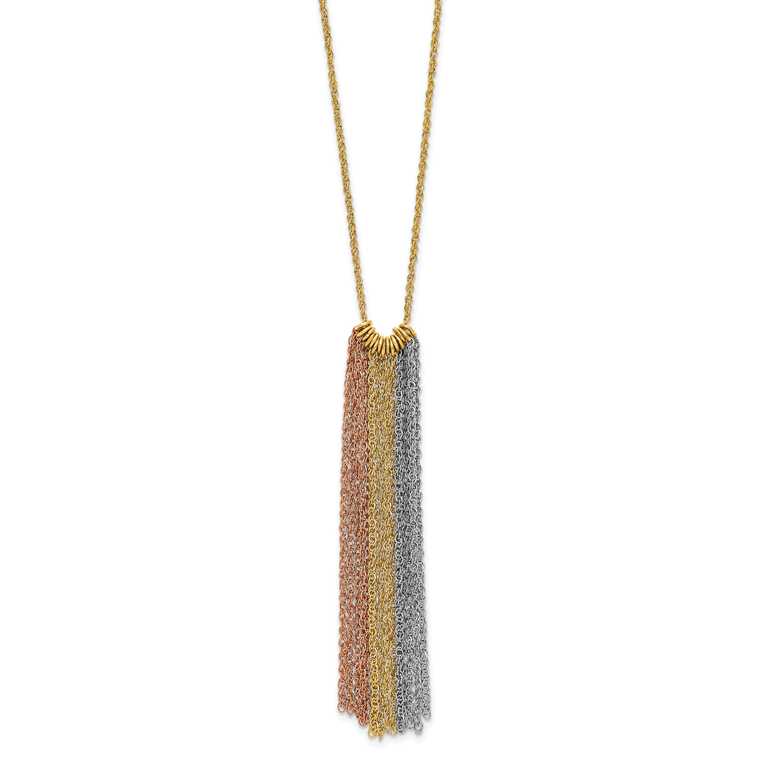 14k Tri-color Dangle Chain with 2in ext Necklace Main image