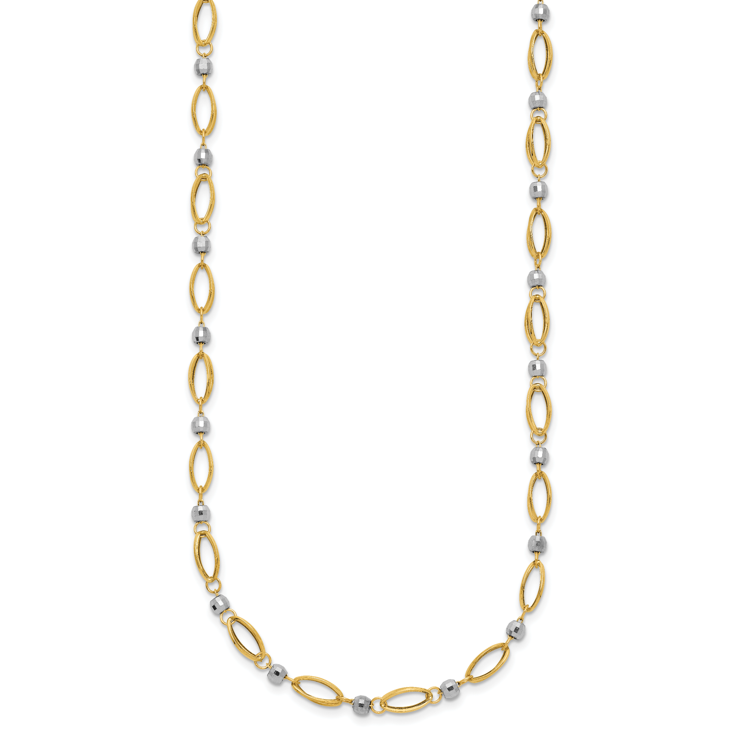14K Two-Tone Fancy Mirror Bead Necklace Secondary image