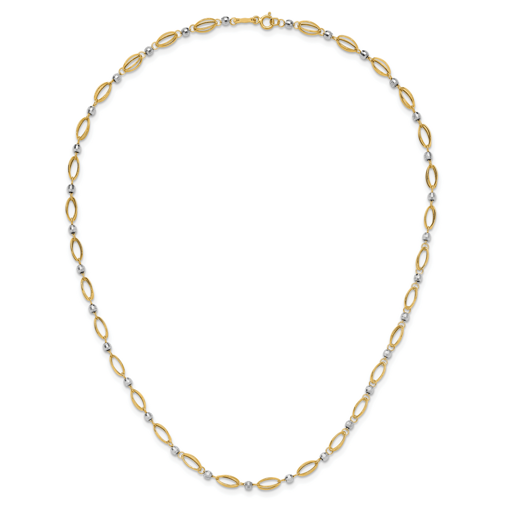 14K Two-Tone Fancy Mirror Bead Necklace