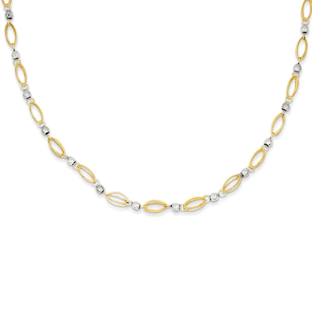 **Elegant 14K Two-Tone Gold Beaded Necklace with Mirror Finish Sophia Jewelers**