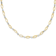 **Elegant 14K Two-Tone Gold Beaded Necklace with Mirror Finish Sophia Jewelers**