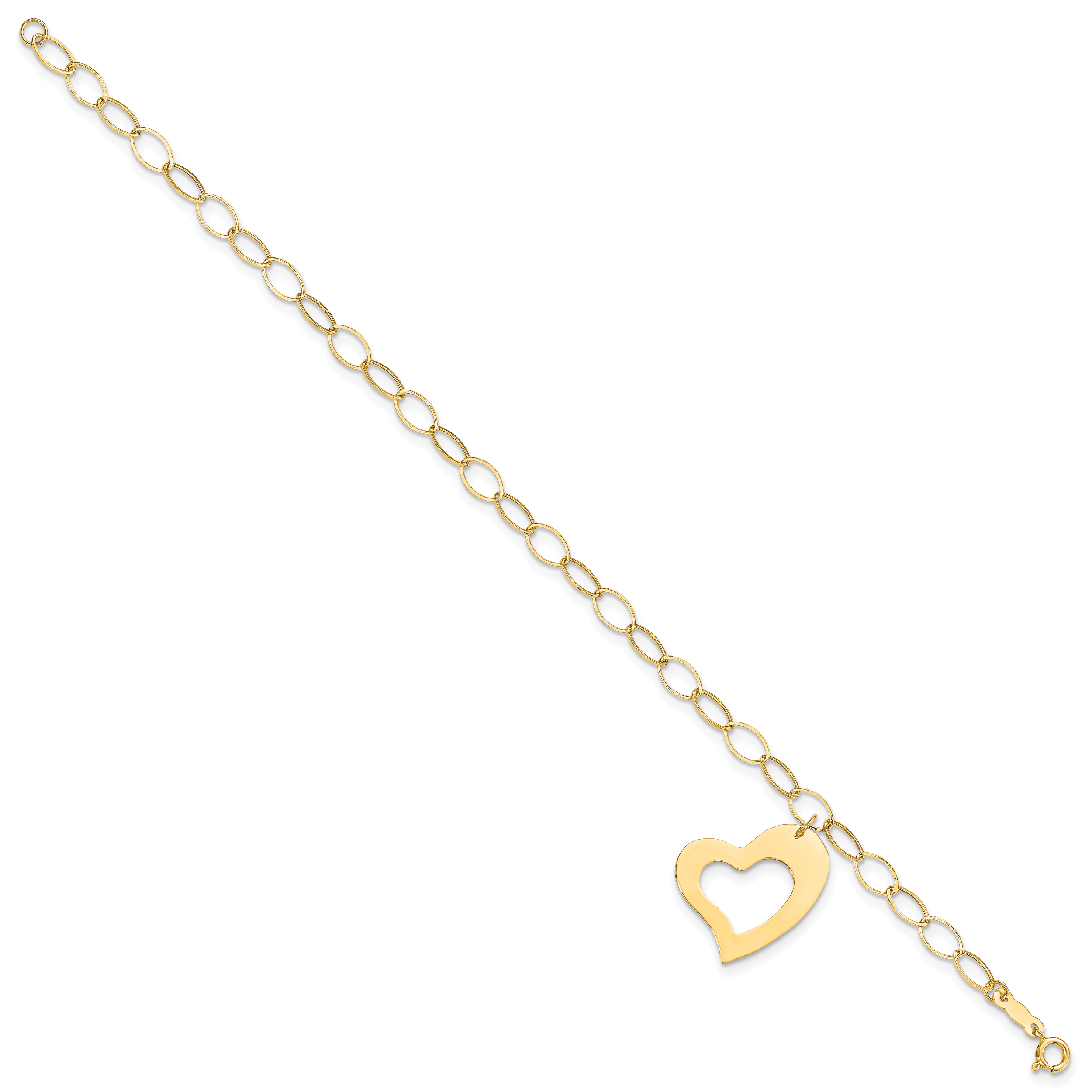 14k Yellow Gold Dangle Heart Bracelet Secondary image