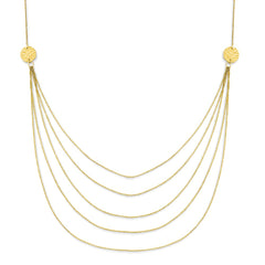 Sophia Jewelers 14K Gold Five Strand Polished Necklace Elegant Chain Style - 17