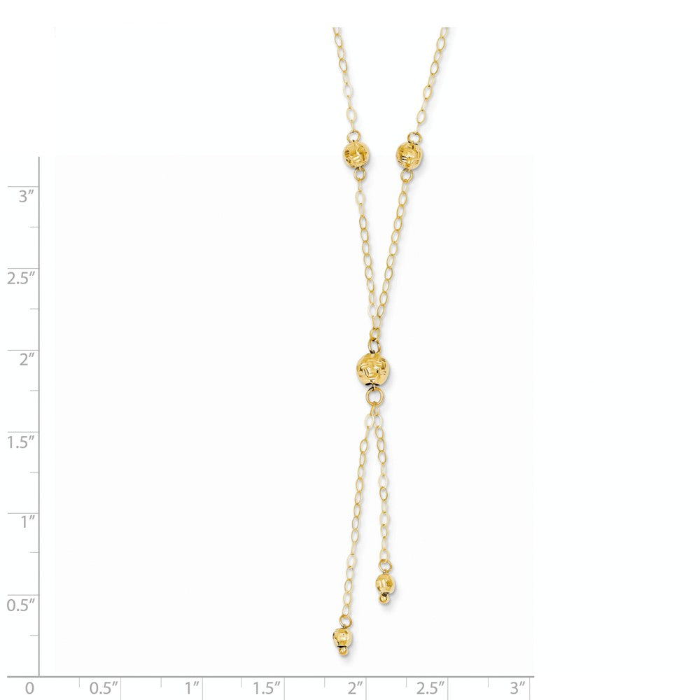 14K Yellow Gold Bead Lariat with 2in ext Necklace