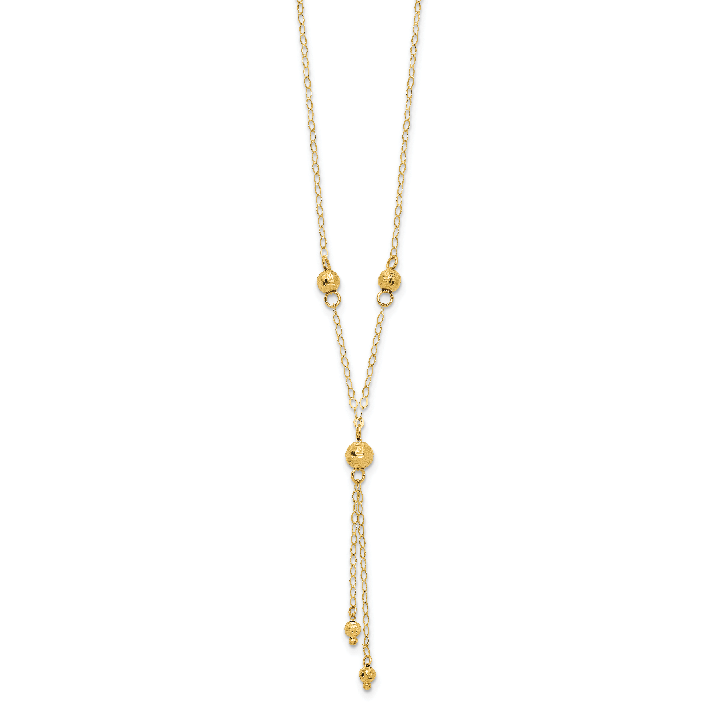 14k Yellow Gold Bead Lariat with 2in ext Necklace Secondary image