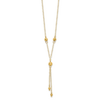 14k Yellow Gold Bead Lariat with 2in ext Necklace