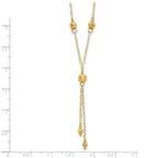 14k Yellow Gold Bead Lariat with 2in ext Necklace