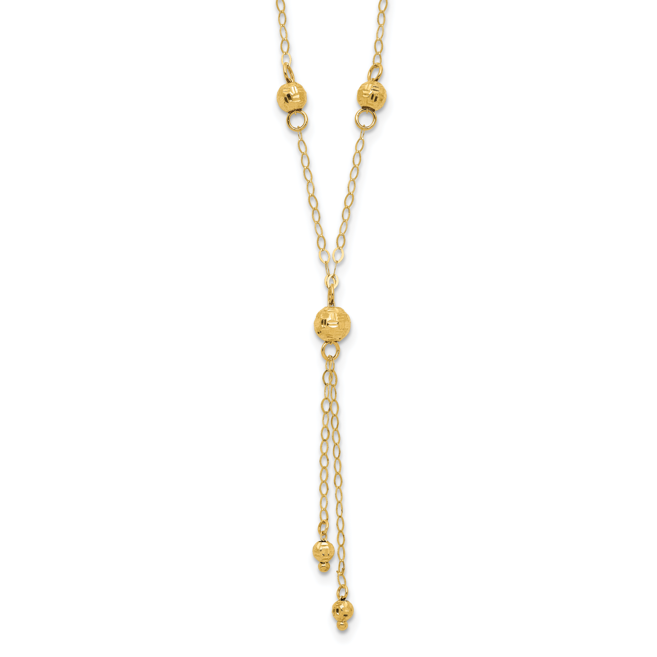 14k Yellow Gold Bead Lariat with 2in ext Necklace Main image
