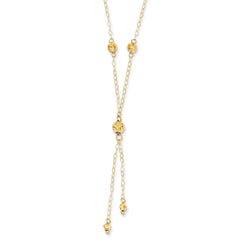 14K Yellow Gold Bead Lariat with 2in ext Necklace