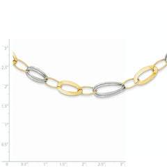14K Two-tone Polished and Textured Hollow Necklace