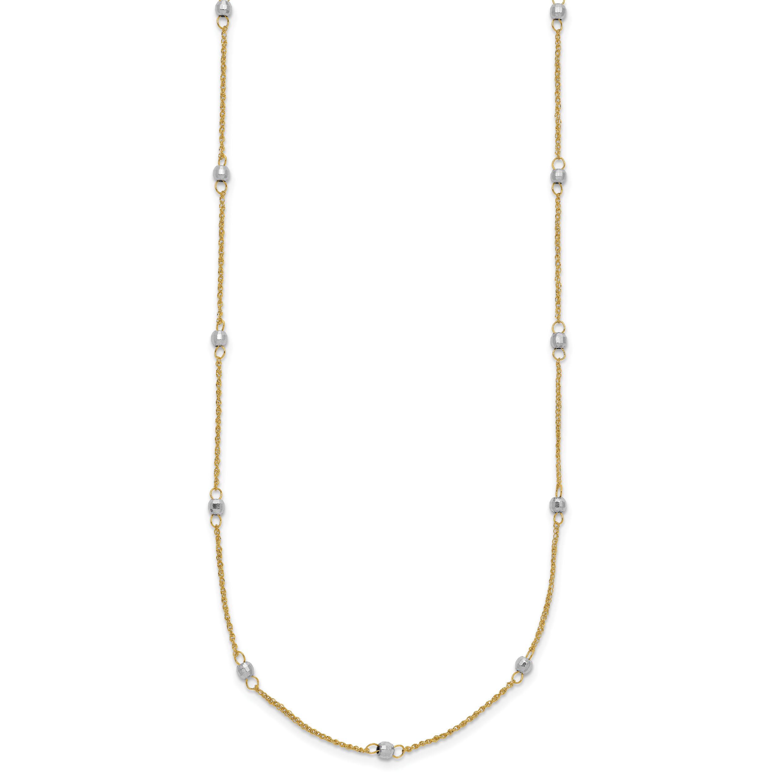 14K Two-tone Ropa Mirror Bead W/2in Ext Necklace Secondary image