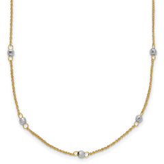 14K Two-tone Ropa Mirror Bead W/2in Ext Necklace