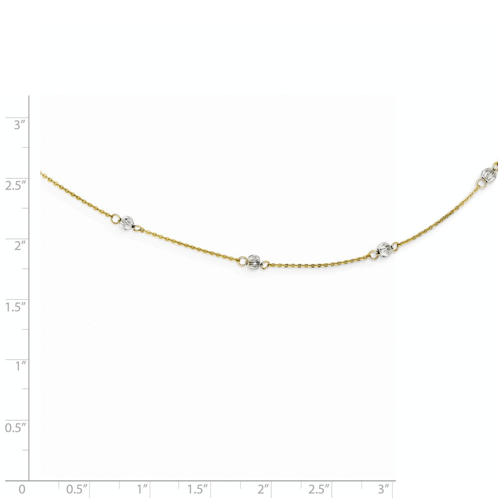 14K Two-tone D/C Beads w/ 2in Ext Necklace