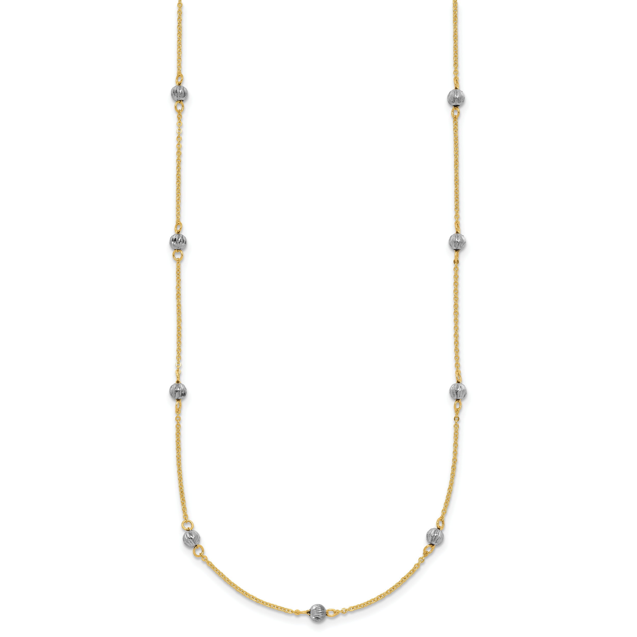 14K Two-tone Diamond Cut Beads w/ 2in Ext Necklace Secondary image