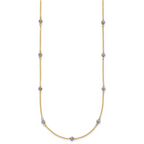 14K Two-tone Diamond Cut Beads w/ 2in Ext Necklace