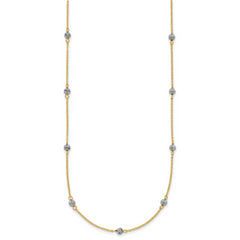 14K Two-tone D/C Beads w/ 2in Ext Necklace
