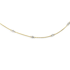 14K Two-tone D/C Beads w/ 2in Ext Necklace