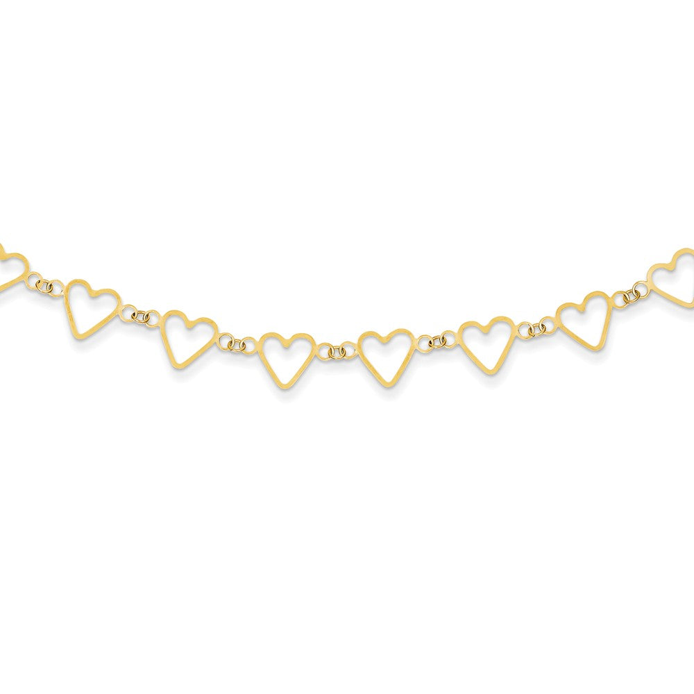 14K Gold Heart-Stamped Oval Cable Necklace with Extender