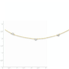 14K Two-tone Oval Chain Diamond Cut Dots w/ 2in Ext Necklace