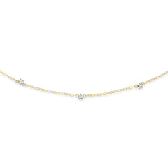 14K Two-Tone Gold Oval Necklace with Diamond Cut Dots Extension