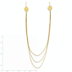 14K 3 Layer Ropa Chain Texture Side Circles W/ 2in Ext Necklace
