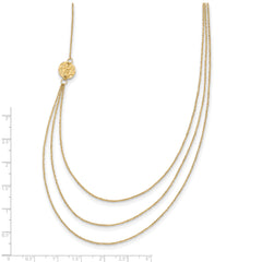 14K 3 Layer Ropa Chain Texture Side Circles W/ 2in Ext Necklace