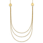 14K 3 Layer Ropa Chain Texture Side Circles W/ 2in Ext Necklace