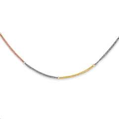 14K Tri-color Section Strands w/ 2in Ext Necklace