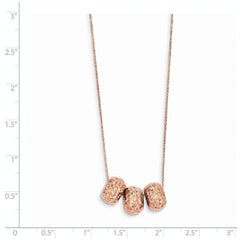 14K Rose Gold Ropa Diamond Cut Beads W/ 2in Ext Necklace