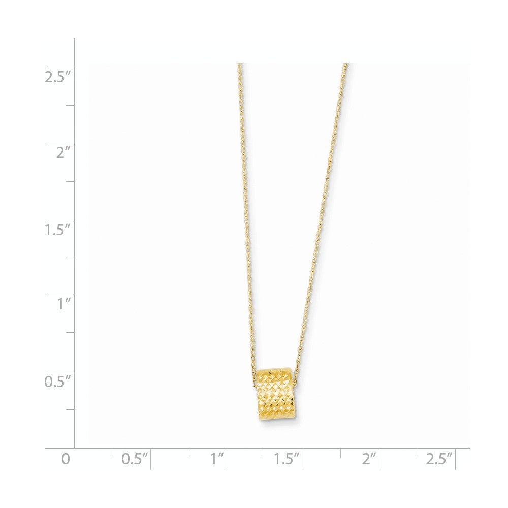 14K Rope Chain w/ Barrel Bead w/ 2in Extension Necklace