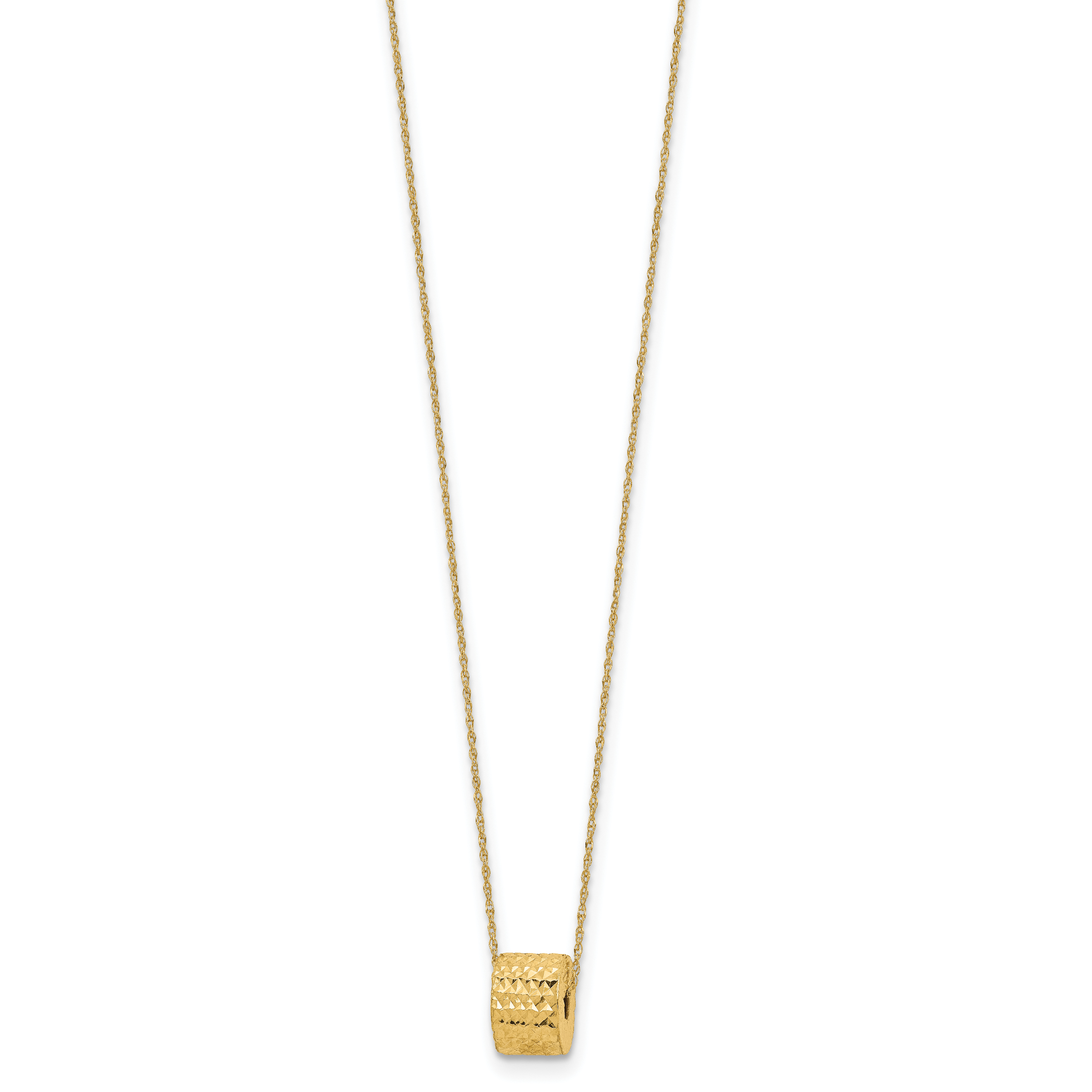 14K Rope Chain w/ Barrel Bead w/ 2in Extension Necklace Secondary image