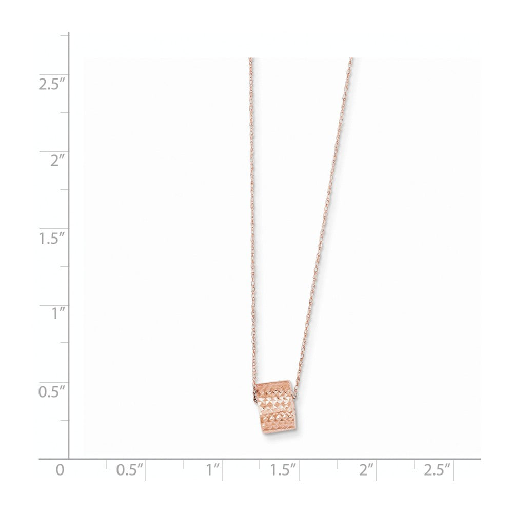 14K Rose Gold 8.5mm Diamond Cut Bead W/ 2in Ext Necklace