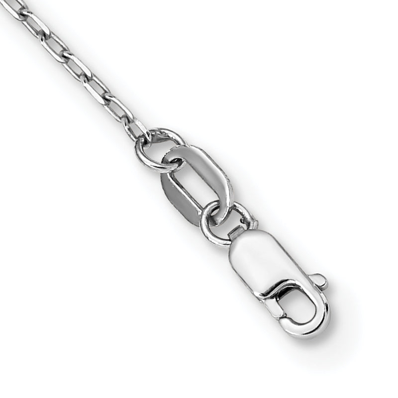 14K White Gold Diamond-Cut Beaded Rosary Necklace Unisex 24-Inch