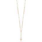 14k Diamond-cut 3mm Beaded Semi-solid Rosary Necklace
